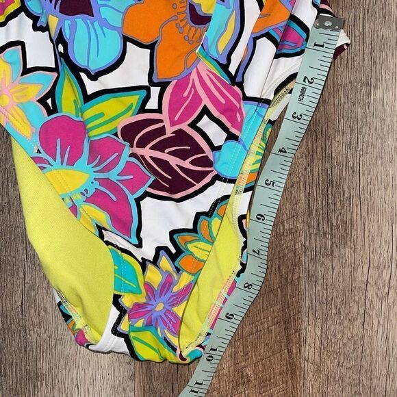 Bleu Rod Beattie Womens Floral Color Crush Ruffled One-Piece Swimsuit Multi Sz 4 - Picture 11 of 11
